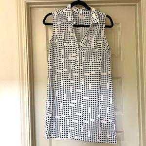 Gap Vintage blue & white polka dot collar shift dress S/P